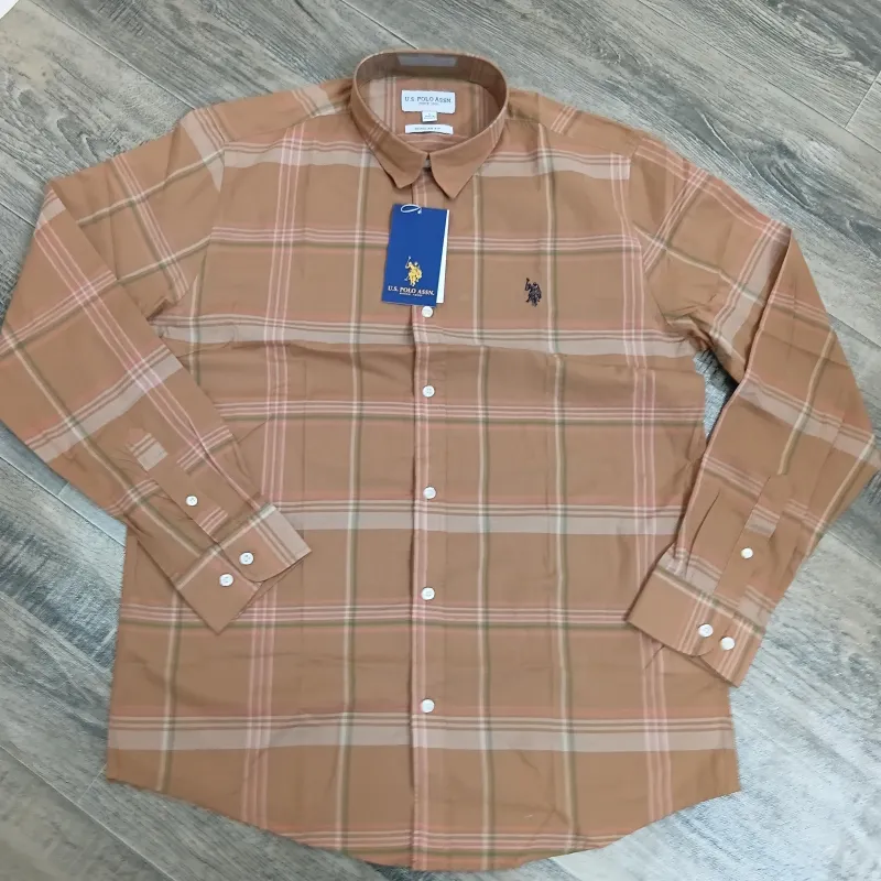 US Polo Men’s Premium Stylish Cotton Check Long Sleeve Shirt Wholesale Bangladesh