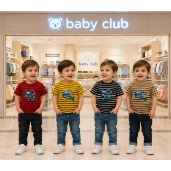 Baby Club Baby Boys Premium Step Print T-Shirt Short Sleeve Wholesale Bangladesh