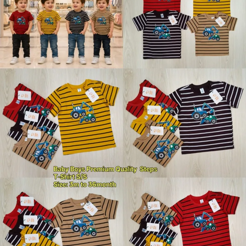Baby Club Baby Boys Premium Step Print T-Shirt Short Sleeve Wholesale Bangladesh