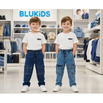 Blukids Boys Stretch Jeans Cargo Long Pant Wholesale Bangladesh
