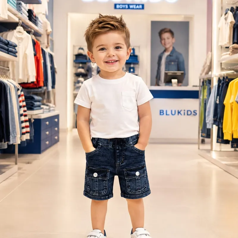 Blukids Baby Boys Stretch Jeans Cargo Short Pant Wholesale Bangladesh