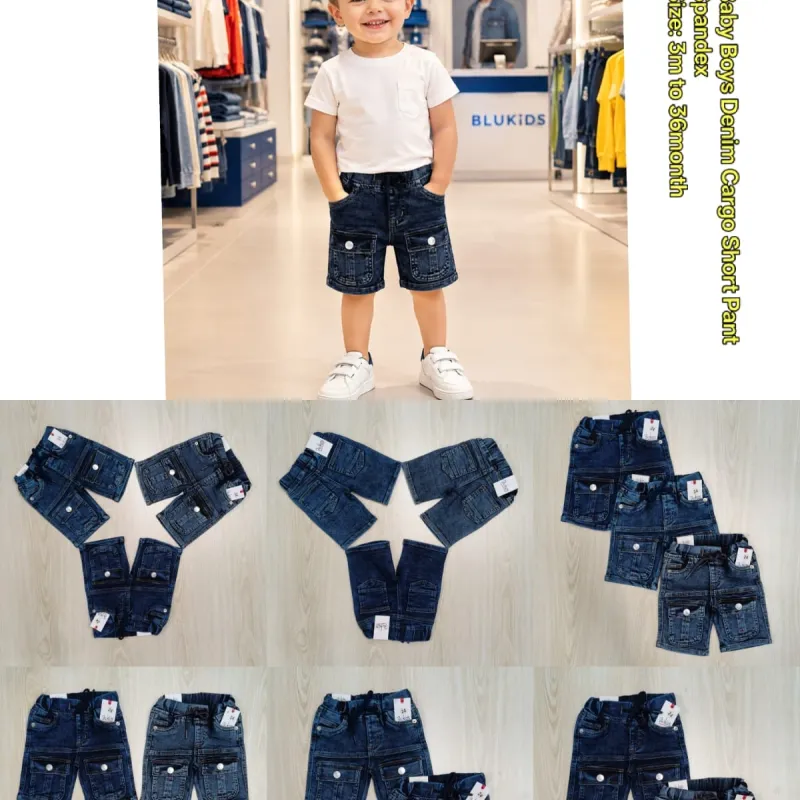 Blukids Baby Boys Stretch Jeans Cargo Short Pant Wholesale Bangladesh