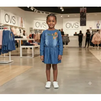Girls Premium Quality Denim Frock Long Sleeve Wholesale Bangladesh