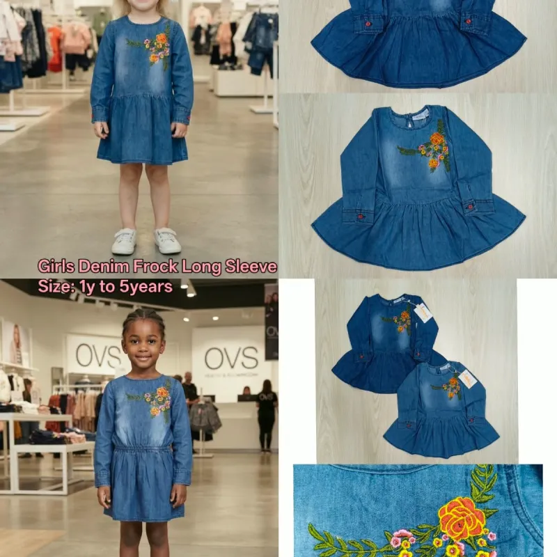 Girls Premium Quality Denim Frock Long Sleeve Wholesale Bangladesh Girls Premium Quality Denim Frock Long Sleeve Wholesale Bangladesh