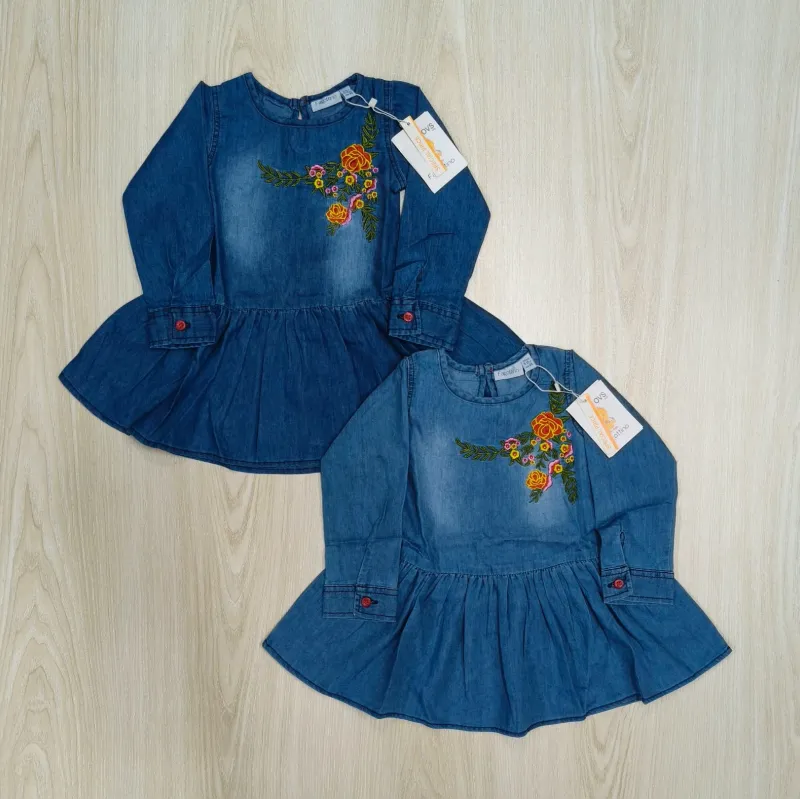 Girls Premium Quality Denim Frock Long Sleeve Wholesale Bangladesh Girls Premium Quality Denim Frock Long Sleeve Wholesale Bangladesh