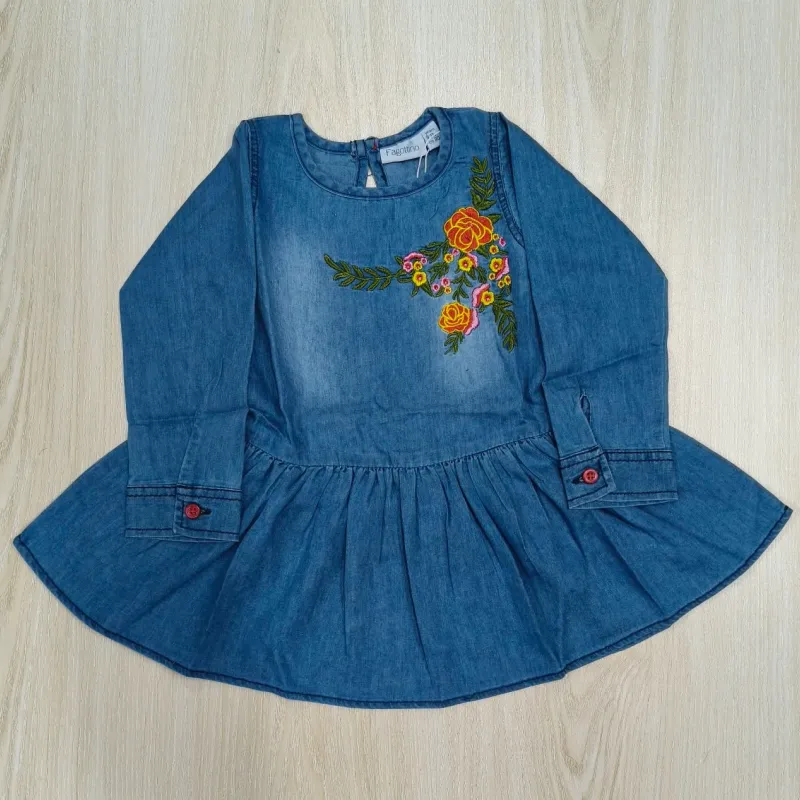 Girls Premium Quality Denim Frock Long Sleeve Wholesale Bangladesh Girls Premium Quality Denim Frock Long Sleeve Wholesale Bangladesh