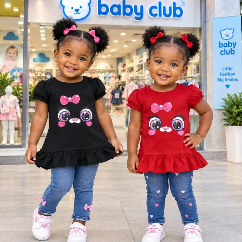Baby Club Baby Girls Design Frock T-Shirt Short Sleeve Wholesale Bangladesh