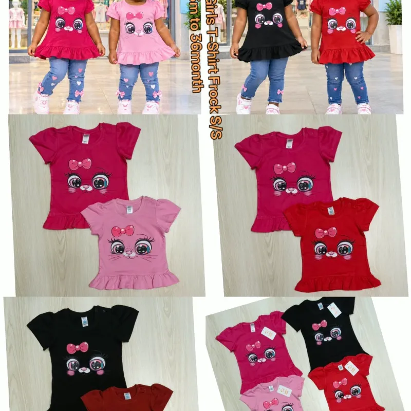 Baby Club Baby Girls Design Frock T-Shirt Short Sleeve Wholesale Bangladesh