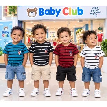 Baby Club Baby Boys Step Button T-Shirt Short Sleeve Wholesale Bangladesh