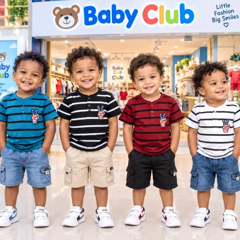 Baby Club Baby Boys Step Button T-Shirt Short Sleeve Wholesale Bangladesh Baby Club Baby Boys Step Button T-Shirt Short Sleeve Wholesale Bangladesh