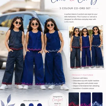 Girls' Premium Two-Piece Top-Button Set — Wholesale Bangladesh