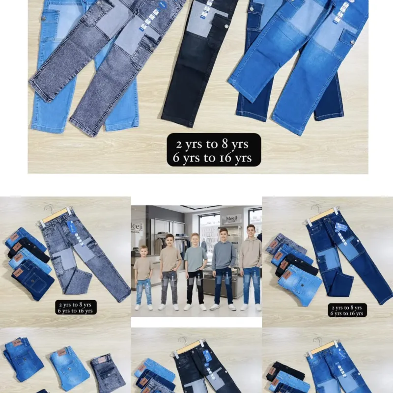 Kids' & Juniors' Premium Denim Cargo Pants (Spandex Blend) — Wholesale Bangladesh Kids' & Juniors' Premium Denim Cargo Pants (Spandex Blend) — Wholesale Bangladesh