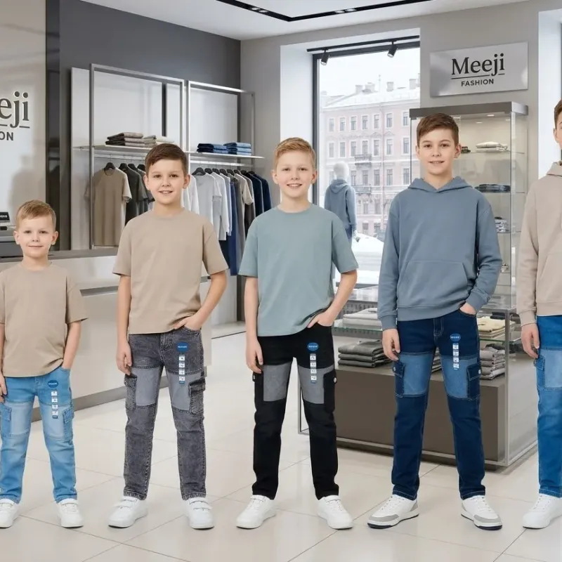 Kids' & Juniors' Premium Denim Cargo Pants (Spandex Blend) — Wholesale Bangladesh Kids' & Juniors' Premium Denim Cargo Pants (Spandex Blend) — Wholesale Bangladesh