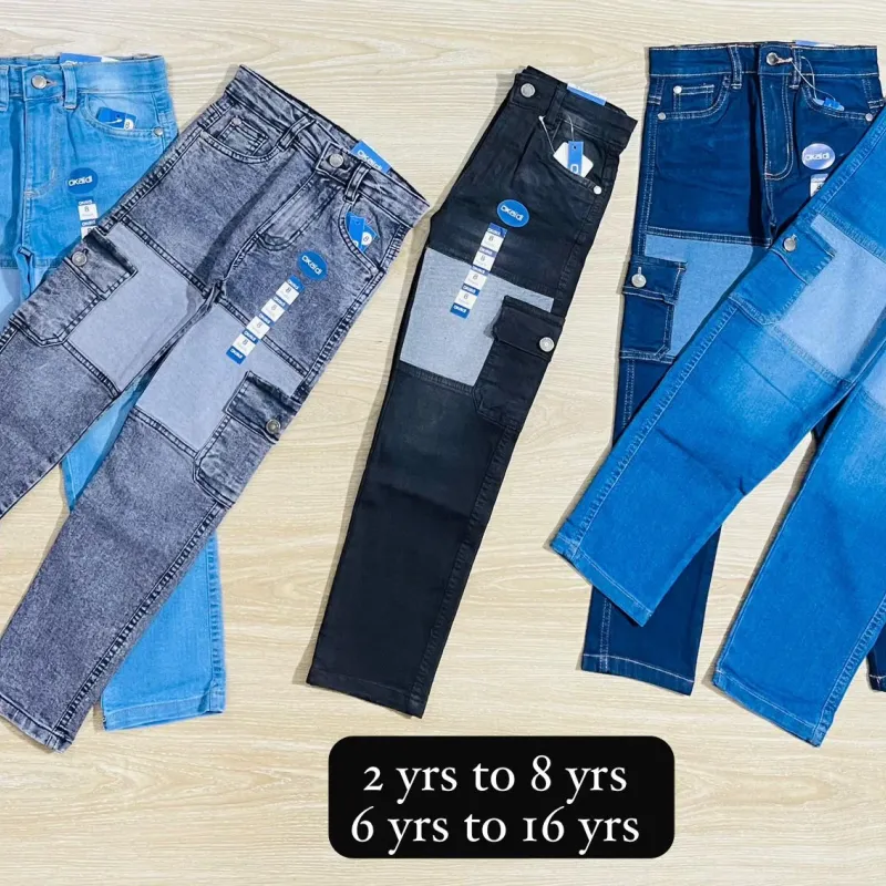 Kids' & Juniors' Premium Denim Cargo Pants (Spandex Blend) — Wholesale Bangladesh Kids' & Juniors' Premium Denim Cargo Pants (Spandex Blend) — Wholesale Bangladesh