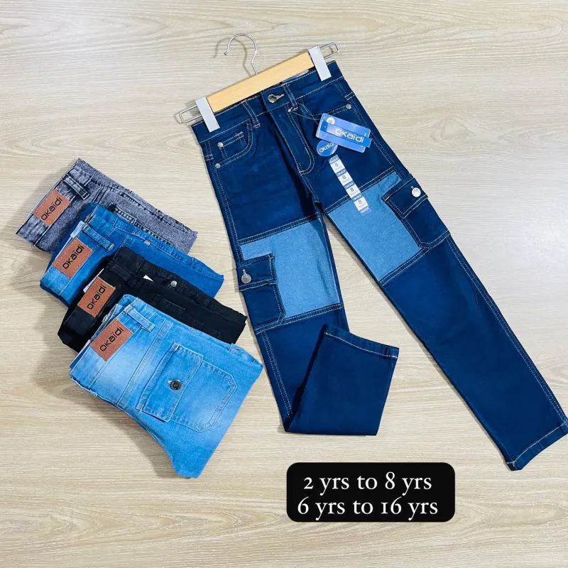 Kids' & Juniors' Premium Denim Cargo Pants (Spandex Blend) — Wholesale Bangladesh Kids' & Juniors' Premium Denim Cargo Pants (Spandex Blend) — Wholesale Bangladesh