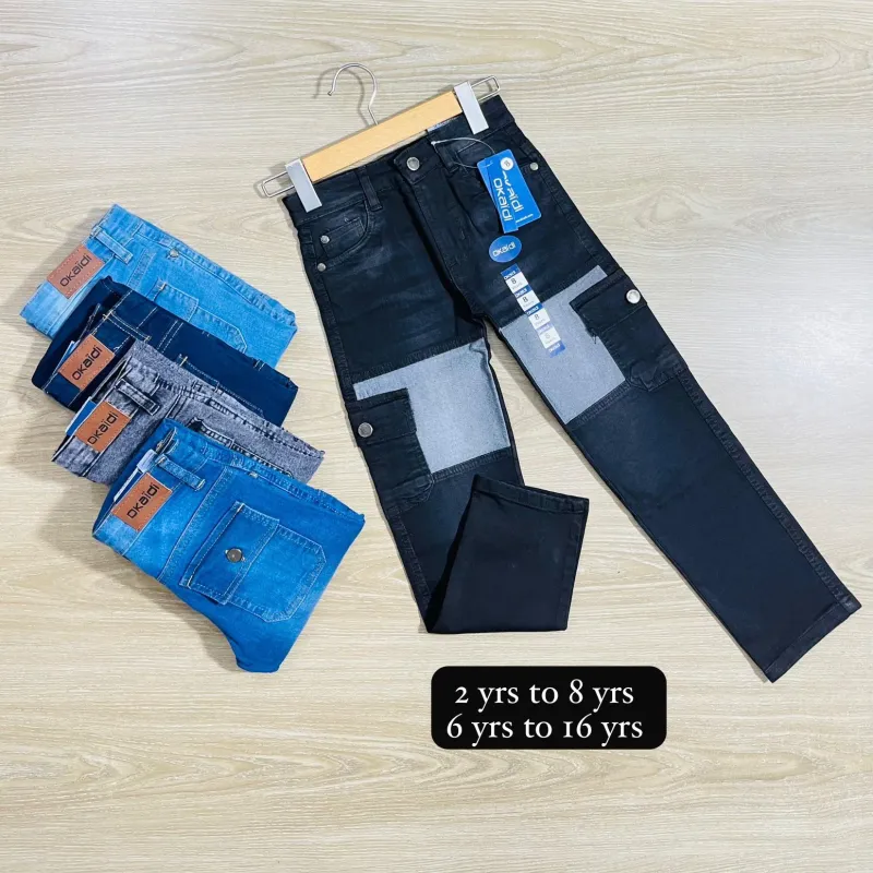 Kids' & Juniors' Premium Denim Cargo Pants (Spandex Blend) — Wholesale Bangladesh Kids' & Juniors' Premium Denim Cargo Pants (Spandex Blend) — Wholesale Bangladesh