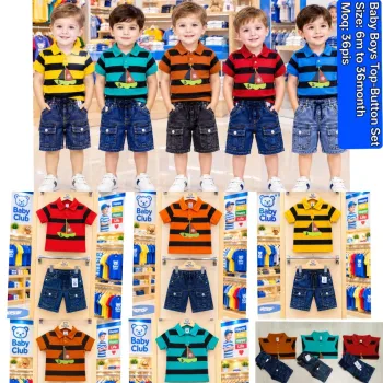 Baby Boys' Premium P.K Polo & Denim Shorts Set (6-36 Months) — Wholesale Bangladesh