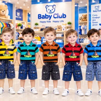Baby Boys' Premium P.K Polo & Denim Shorts Set (6-36 Months) — Wholesale Bangladesh