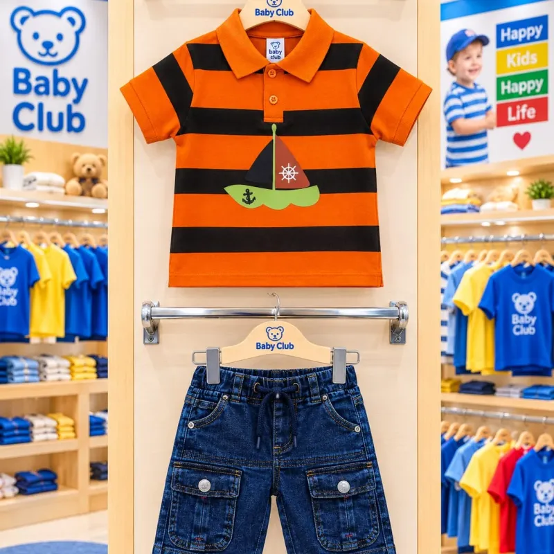 Baby Boys' Premium P.K Polo & Denim Shorts Set (6-36 Months) — Wholesale Bangladesh