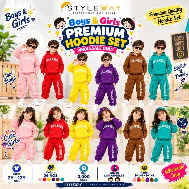 Boys' & Girls' Premium 2-Piece Cargo Hoodie Set (2Y-12Y) — Wholesale Bangladesh