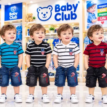 Baby Boys' Premium 2-Piece T-Shirt & Denim Shorts Set (3-36 Months) — Wholesale Bangladesh