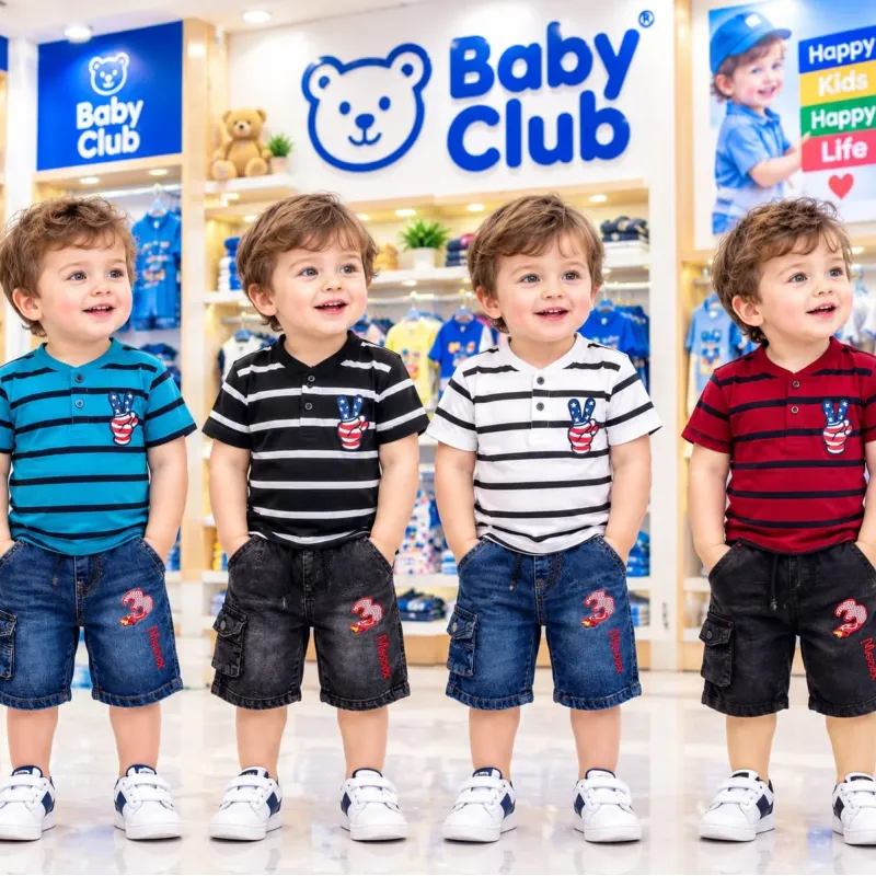 Baby Boys' Premium 2-Piece T-Shirt & Denim Shorts Set (3-36 Months) — Wholesale Bangladesh