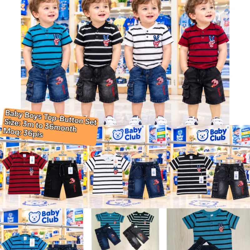 Baby Boys' Premium 2-Piece T-Shirt & Denim Shorts Set (3-36 Months) — Wholesale Bangladesh