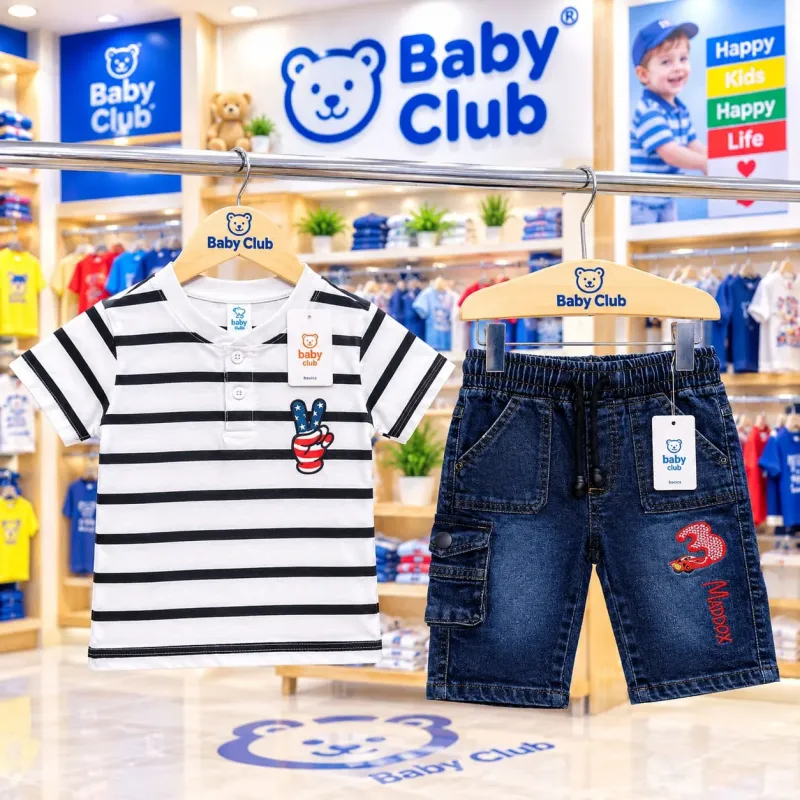 Baby Boys' Premium 2-Piece T-Shirt & Denim Shorts Set (3-36 Months) — Wholesale Bangladesh