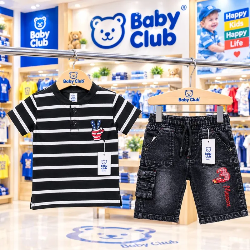Baby Boys' Premium 2-Piece T-Shirt & Denim Shorts Set (3-36 Months) — Wholesale Bangladesh