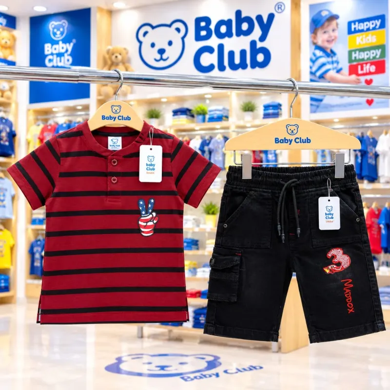 Baby Boys' Premium 2-Piece T-Shirt & Denim Shorts Set (3-36 Months) — Wholesale Bangladesh