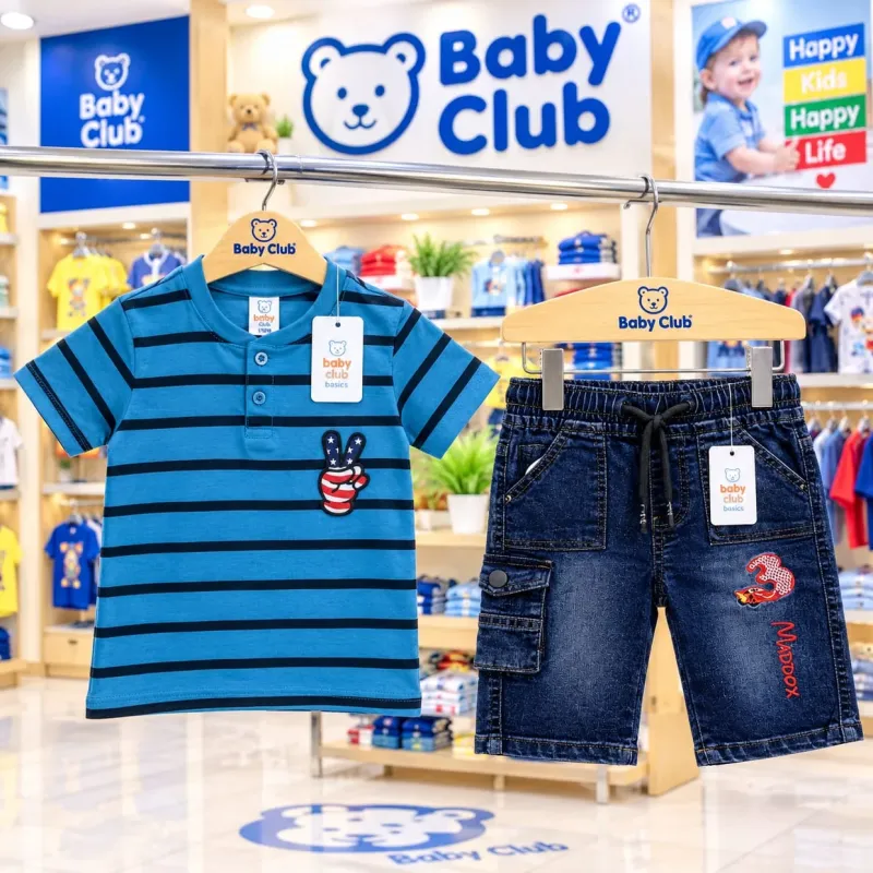 Baby Boys' Premium 2-Piece T-Shirt & Denim Shorts Set (3-36 Months) — Wholesale Bangladesh