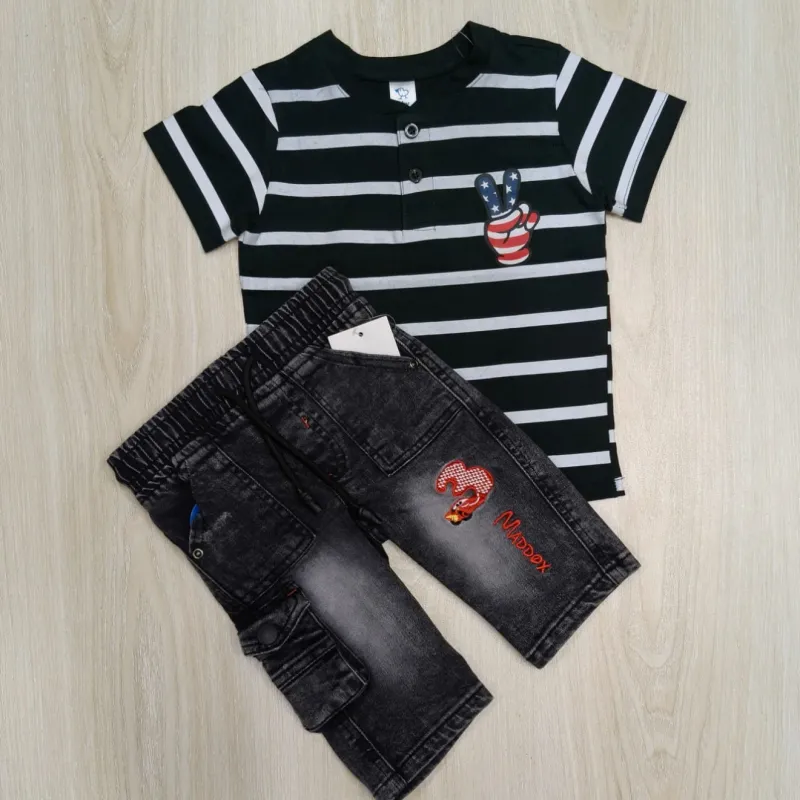Baby Boys' Premium 2-Piece T-Shirt & Denim Shorts Set (3-36 Months) — Wholesale Bangladesh