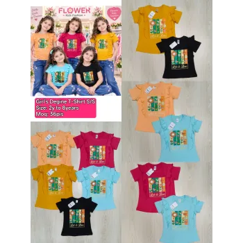 Girls' Premium Cotton Design Short-Sleeve T-Shirt (2-8 Years) — Wholesale Bangladesh