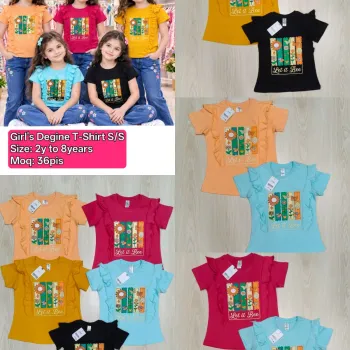 Girls' Premium Cotton Design Short-Sleeve T-Shirt (2-8 Years) — Wholesale Bangladesh