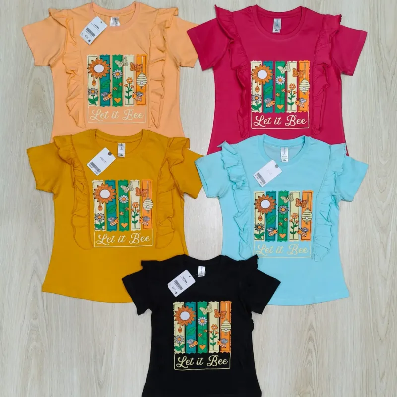Girls' Premium Cotton Design Short-Sleeve T-Shirt (2-8 Years) — Wholesale Bangladesh
