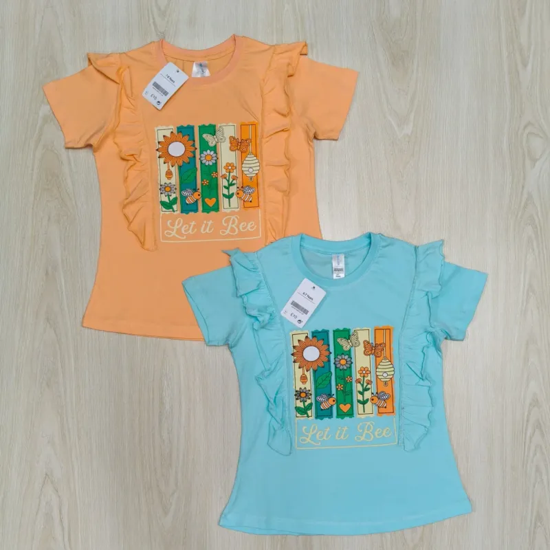 Girls' Premium Cotton Design Short-Sleeve T-Shirt (2-8 Years) — Wholesale Bangladesh