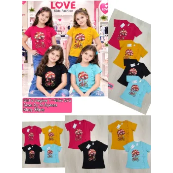 Girls' Premium Cotton Design Short-Sleeve T-Shirt (2-8 Years) — Wholesale Bangladesh
