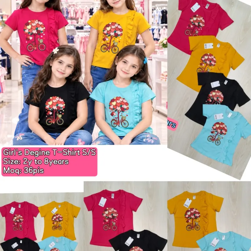 Girls' Premium Cotton Design Short-Sleeve T-Shirt (2-8 Years) — Wholesale Bangladesh Girls' Premium Cotton Design Short-Sleeve T-Shirt (2-8 Years) — Wholesale Bangladesh