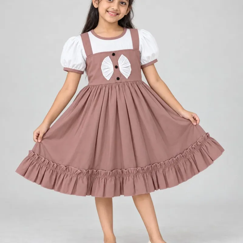 Girls' Premium Fancy Cotton Frock (8 Colours, 2–13 Years) — Wholesale Bangladesh