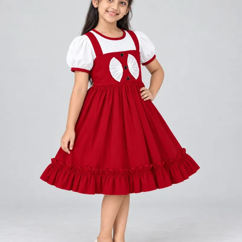 Girls' Premium Fancy Cotton Frock (8 Colours, 2–13 Years) — Wholesale Bangladesh