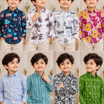 Boys' Premium Winter Cotton Shirt (8 All-Over Prints, 2–8 Years) — Wholesale Bangladesh