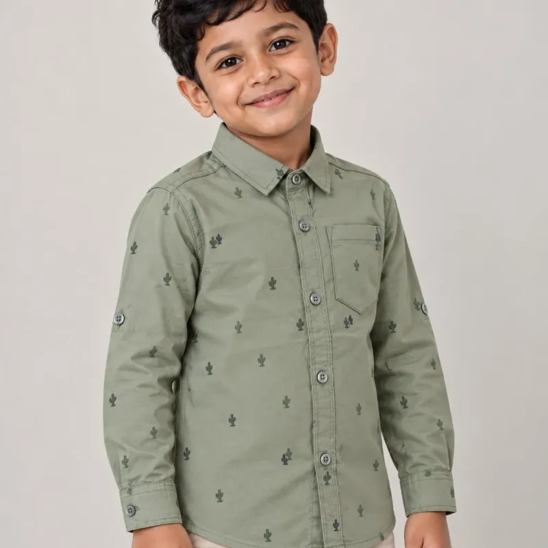 Boys' Premium Winter Cotton Shirt — Print Assortment 4 (2–8 Years) — Wholesale Bangladesh